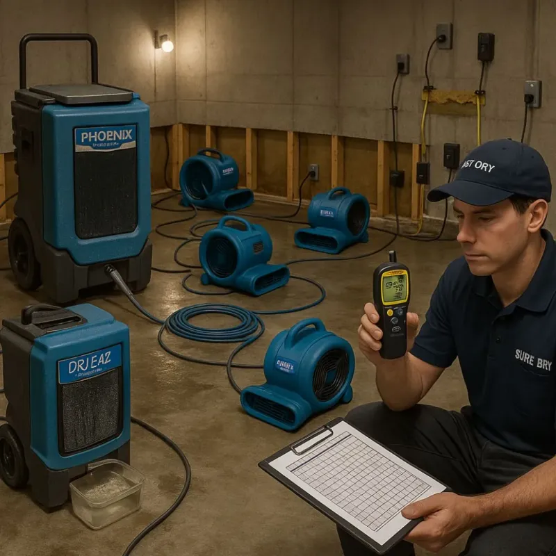 Structural Drying and Dehumidification process in Yuba County, CA